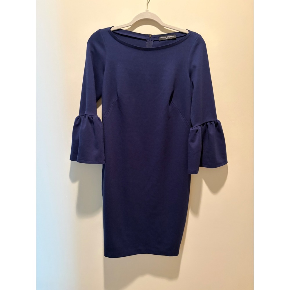 Pietro Brunelli Milano NavyBlue Bell Sleeve Maternity Sheath Dress Made in Italy